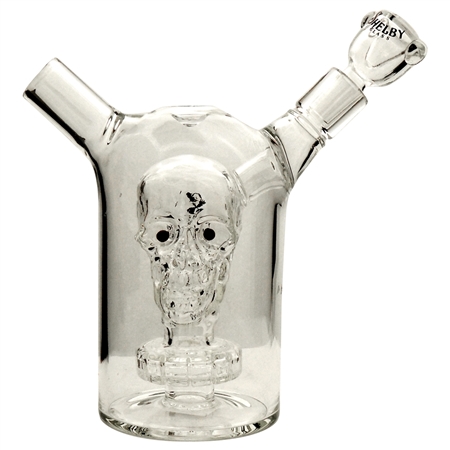 WP-2332 7" Shelby Glass Water Pipe | Skull Chamber + Showerhead + Stemless