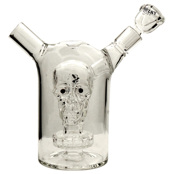 WP-2332 7" Shelby Glass Water Pipe | Skull Chamber + Showerhead + Stemless