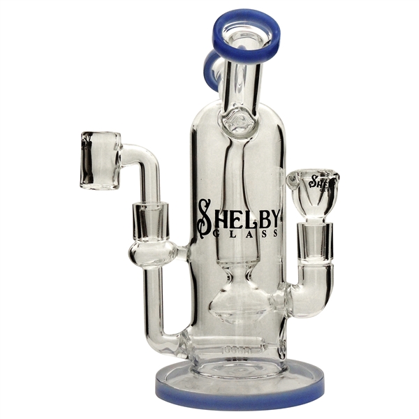 WP-2334 9" Shelby Glass Water Pipe | Double Pipe + Barrel Chamber + Showerhead + Stemless