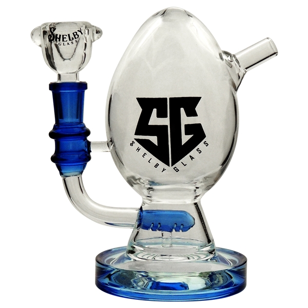 WP-2335 6.5" Shelby Glass Water Pipe AN701 | Egg Shape + Showerhead + Stemless | Assorted Colors