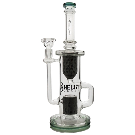 WP-2353 14" Shelby Glass Water Pipe | Stemless + Showerhead + Dome Perc + Honeycomb