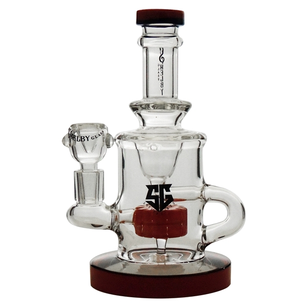 WP-2354 7.75" Shelby Glass Water Pipe | Dome Perc + Stemless | Showerhead | Red