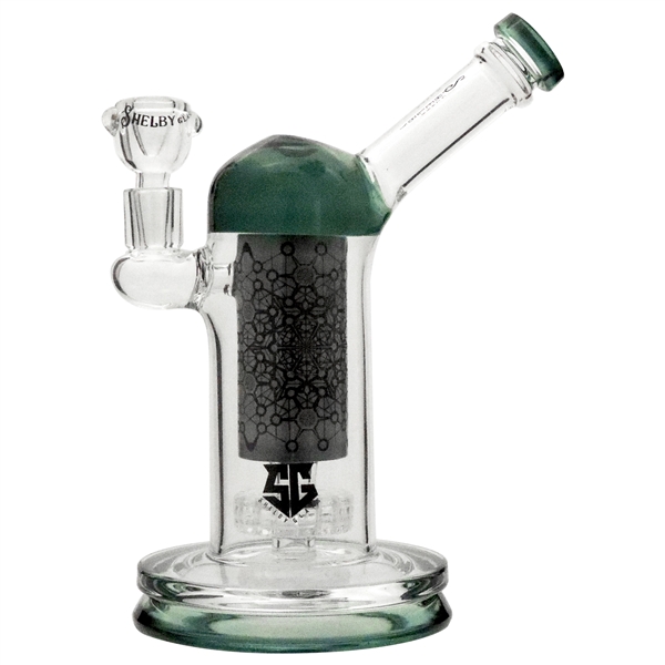 WP-2360 9" Shelby Glass Water Pipe | Stemless + Showerhead + Dome Perc