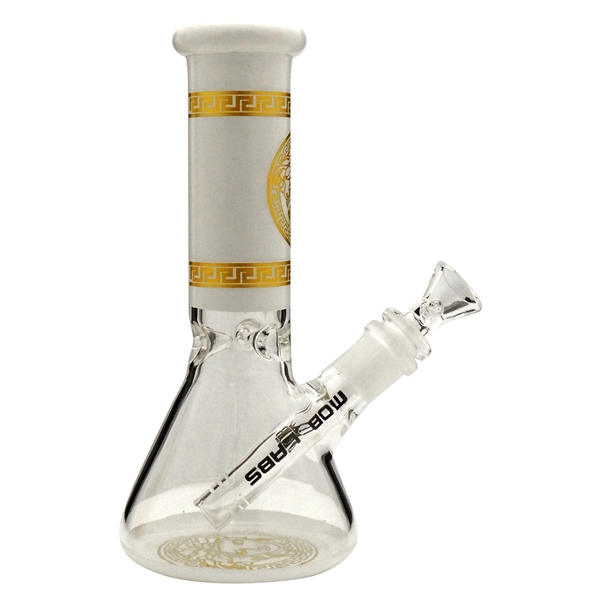 WP-3145 8" Mob Labs Beaker + Downstem + Glass Bowl + Ice Beaker | White