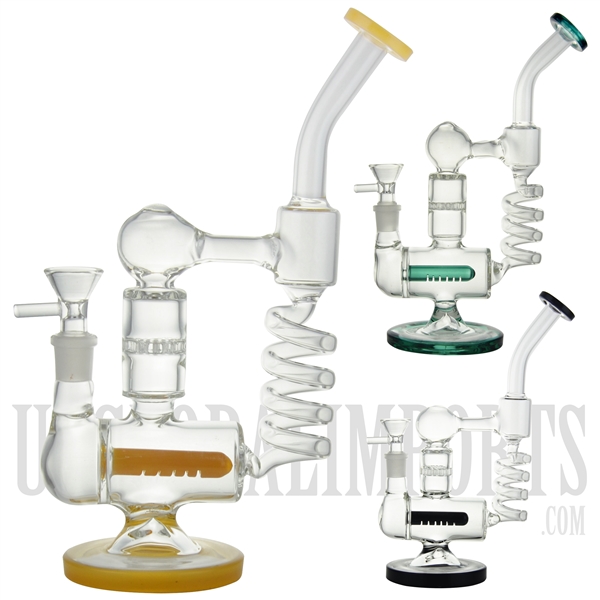 WP-9241 9.5" Water Pipe + Stemless + Inline Showerhead + Honeycomb + Recycler + Color