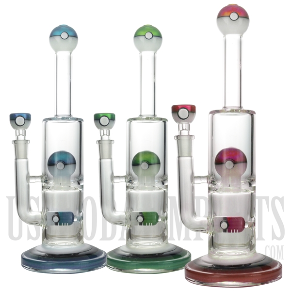 WP-M04 12" Water Pipe + Famous Animated Ball + Dome Perc + In-Line Showerhead + Many Choice Colors