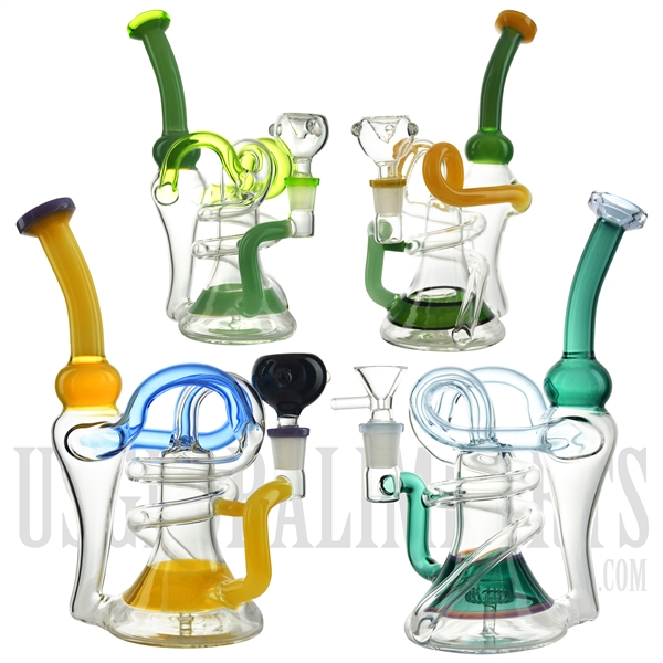 WP-N7002 9.25" Water Pipe + Stemless + Showerhead + 3 Arm Recyclers + Color Design