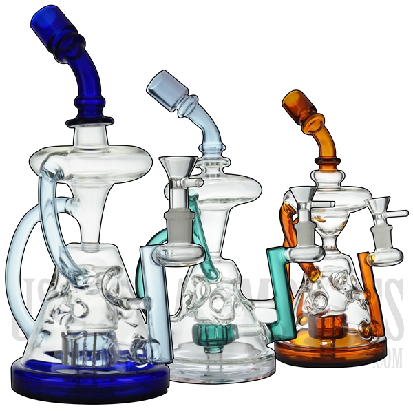WP-N9132 10.5" Water Pipe + Stemless + Showerhead + Faberge Egg + 2 Recyclers + Bent Neck + Color