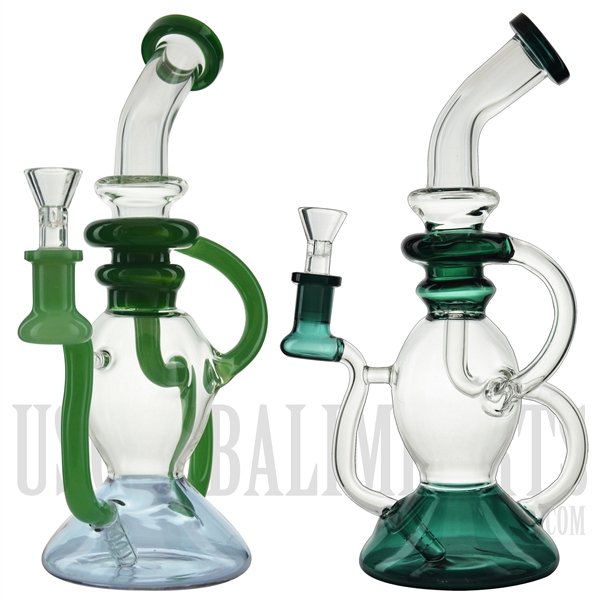 WP-N9152 11" Water Pipe + Stemless + Diffuser + Klein Recycler + Recycler + Bent Neck + Color