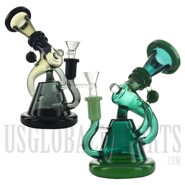 WP-N9201 8" Water Pipe + Stemless + Inline Showerhead + 2 Recycler Arms + Color Design