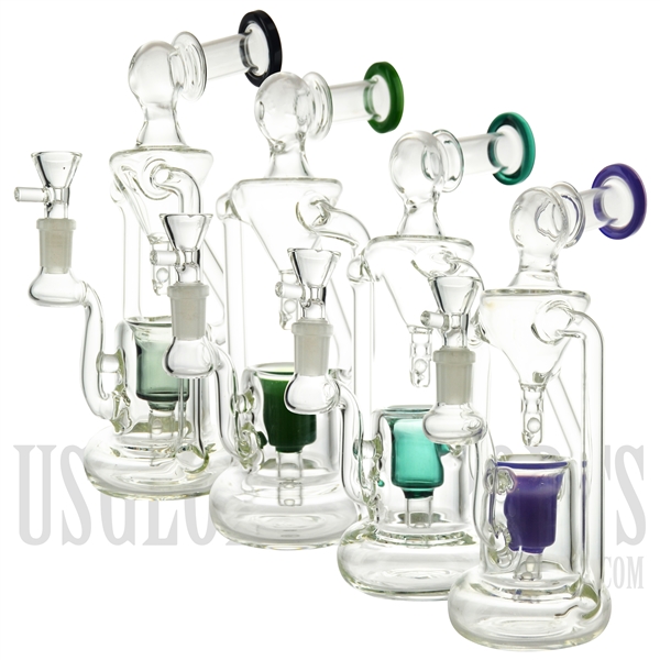 WP-N9218 8.5" Water Pipe + Stemless + 3 Recycler Arms + 2 Drippers + Color Design