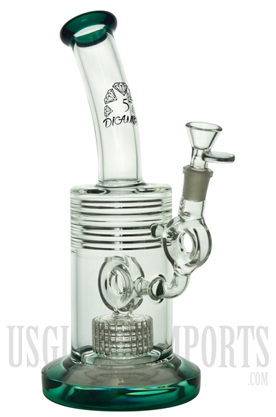 WPC-202 11" Stemless + 2 Donuts + Tire Showerhead + Inner-Rings + Bent Neck + Color. 5 DIAMOND water pipe