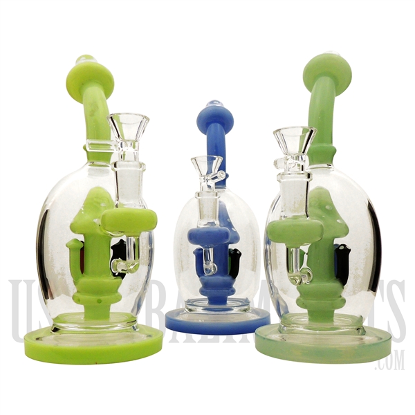 YX-17 10" Water Pipe + Mushroom Dome Perc  + Stemless | Colors Come Assorted