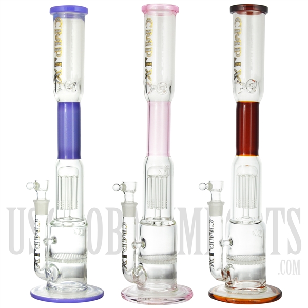 ZSLT31 18.5" Water Pipe + Stemless + 8 Tree Arm Perc + Honeycomb + Color + CMPLX