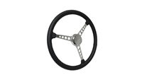 3 Spoke Chrome Steering Wheel Drilled 3 Bolt with Leather