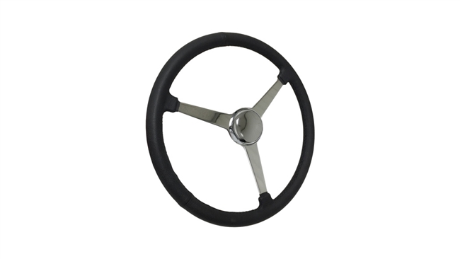 3 Spoke Chrome Steering Wheel 3 Bolt with Leather