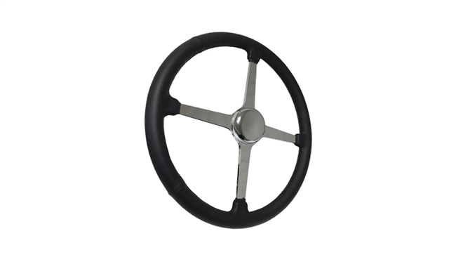 4 Spoke Chrome Steering Wheel 3 Bolt with Leather