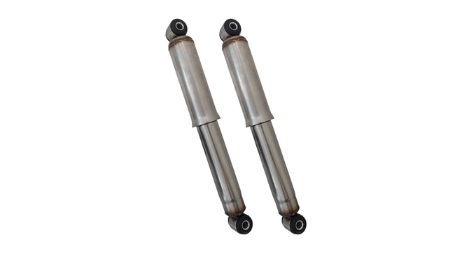 Polished Stainless Smooth Bell Covered Hot Rod Shocks