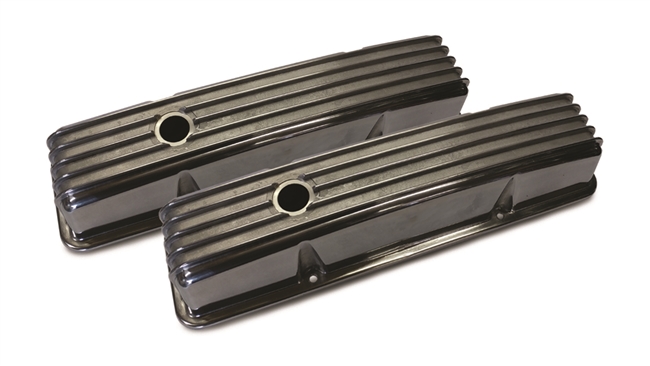 Tall SBC Polished Finned Valve Covers Early Style 58 - 86