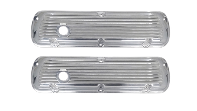 Tall SBF Polished Finned Valve Covers