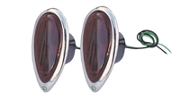 1938-1939 Ford Tear Drop Tail Light Set Polished Bezel