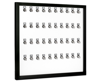 Keystand, #40MNF, (Not Available) Framed 40 Bolted Metal Hook with Number Plate and Hidden Hangers for Executive Offices (40 Sets of Tag & Ring Included)