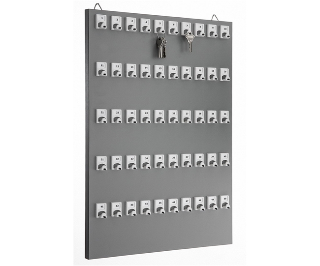 Key Stand with 50 Numbered Hooks for Auto Services and Mechanic Shops (50 Sets of Tag & Ring Included)