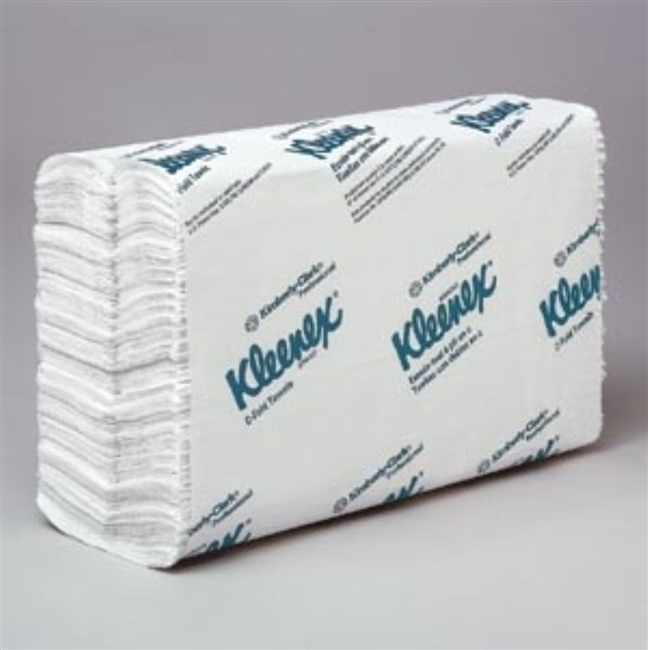 KIMBERLY-CLARK FOLDED TOWELS Kleenex C-Fold Towels, 1-Ply, 150 sheets/pk, 16 pk/cs