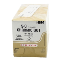 Ethicon 5/0, 18" Chromic Gut Absorbable Suture with Precision Point Reverse