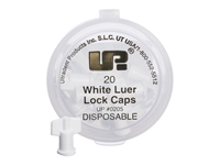 Ultradent Luer Lock Caps, White 20/Pk. Winged, polypropylene, plastic luer lock
