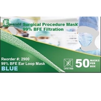 98.6% BFE Filtration Emerald Surgical Procedure Masks 50/Box