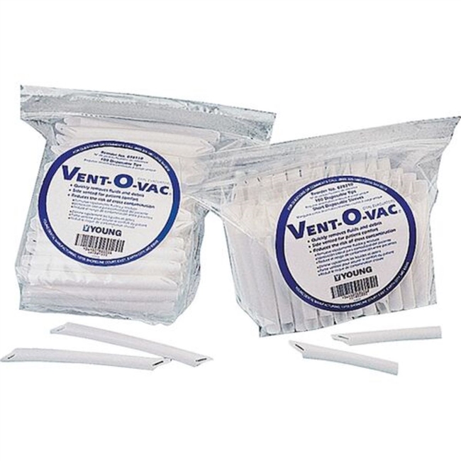 Vent-O-Vac Disposable Oral Evacuator Tips 5" Long, Vented Ends, 100/Bag, 078110