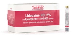 Cook Waite Lidocaine HCl 2% Epinephrine 1:100,000 Red 50/Bx