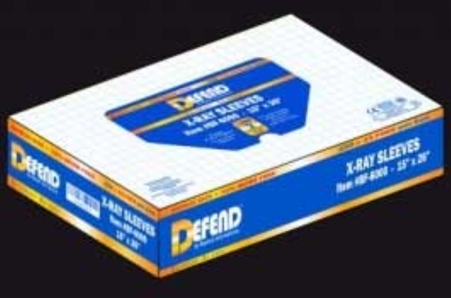 Defend 15" x 26" Clear Plastic X-Ray Sleeves, fits over most X-Ray heads, Box of 250.