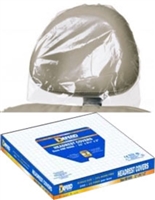 Defend Headrest Covers 9.5" x 14" x 2" Clear Plastic, Disposable. Box of 250