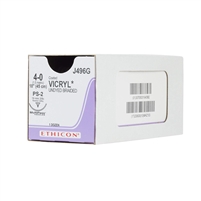 Ethicon Vicryl 4/0, 18" Coated Vicryl Undyed Braided Absorbable suture