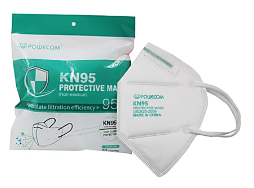 KN95 Protective Mask 95% Filtration 10/bx. - Powecom CDC Approved Manufacture
