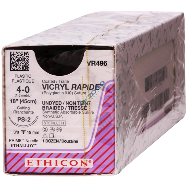 Ethicon Vicryl Rapide 4/0, 18" Vicryl Rapid Absorbable Coated Suture