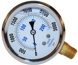 PRESSURE WASHER STAINLESS STEEL LIQUID FILLED GAUGE