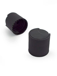 Cap - Plastic - Disc - Black - Ribbed - 28/410 (Set of 25)