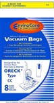 Oreck Bag Paper Type CC Upright With Bag Dock Micro Filter             8 Pack Envirocare