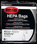 Riccar Bag Paper Radiance Upright Hepa 6 Pack