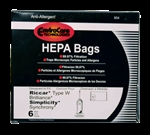 Riccar Bag Paper Briliant Upright Hepa 6 pack Type W