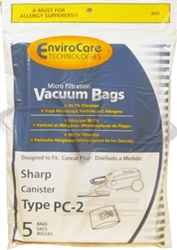 Sharp Canister Paper Bag PC-2 Micro Filtration 5 Pack Envirocare
