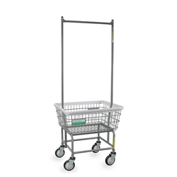 R&B Wire Antimicrobial Laundry Cart w/ Double Pole Rack # 100E58/ANTI