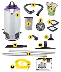 ProTeam GoFit 10, 10 qt. Backpack Vacuum w/ 15-inch Carpet Sidewinder Tool Kit, 107692