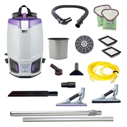 ProTeam GoFit 6 PLUS 6-quart commercial HEPA backpack vacuum with ProBlade hard surface and carpet floor tool kit