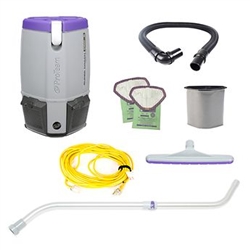 ProTeam 107743 Super Coach Pro 6 Qt. Backpack Vacuum with 107628 Telescoping Wand and 107016 Xover Floor Tool