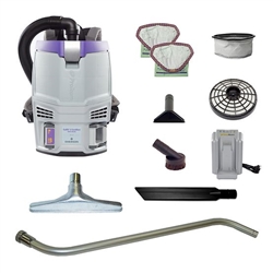 GoFit 3 Cordless 8Ah, 3 qt. Commercial Backpack Vacuum w/ AviationVac 1.5-inch Tool Kit, 107777