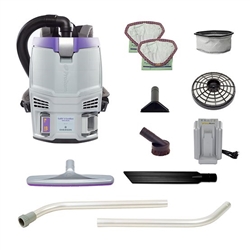 GoFit 3 Cordless 8Ah, 3 qt. Commercial Backpack Vacuum w/ Xover Multi-Surface Two-Piece Wand Tool Kit, 107779